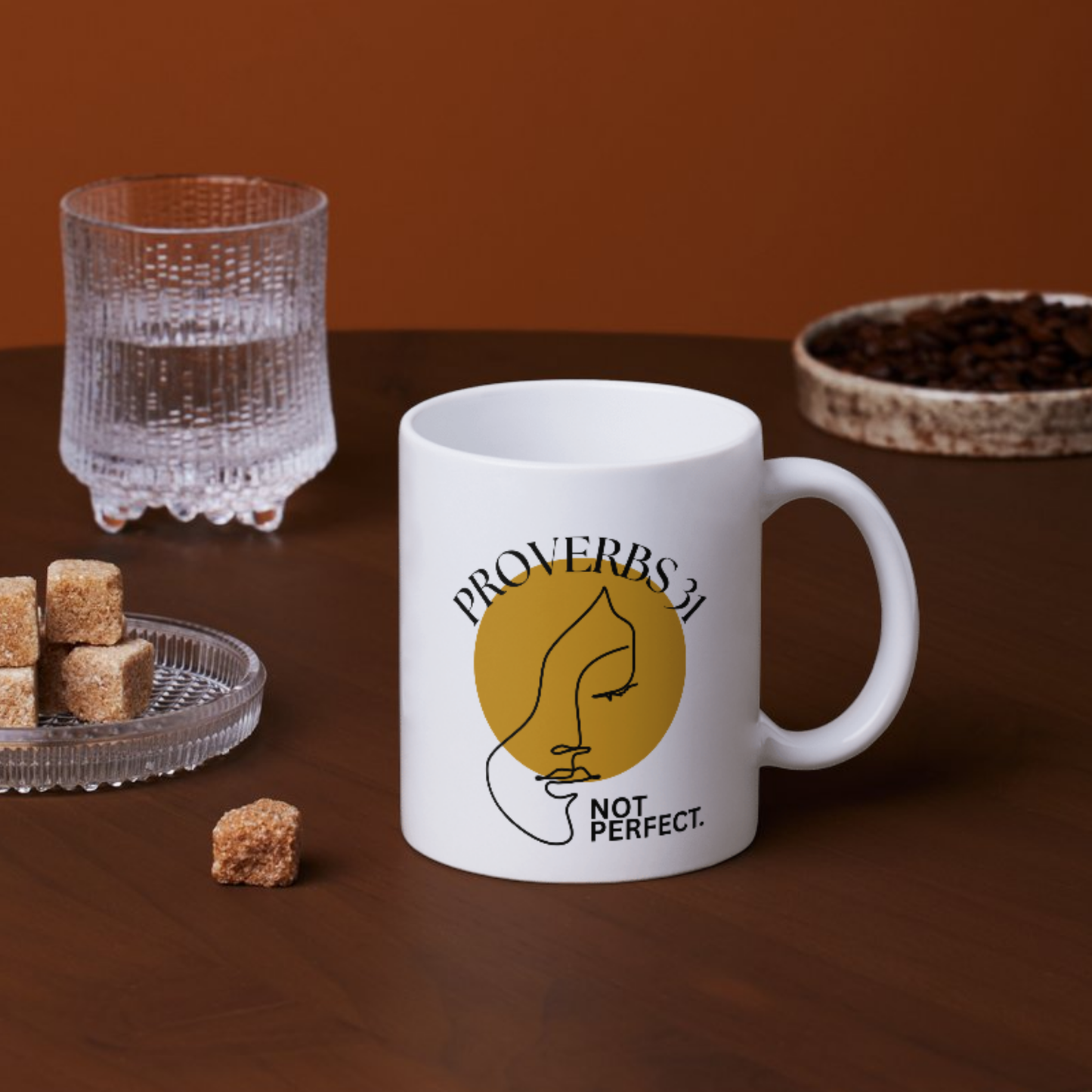 Inspirational Ceramic Mug - “Proverbs 31, Not Perfect” Scripture Quote Coffee Mug