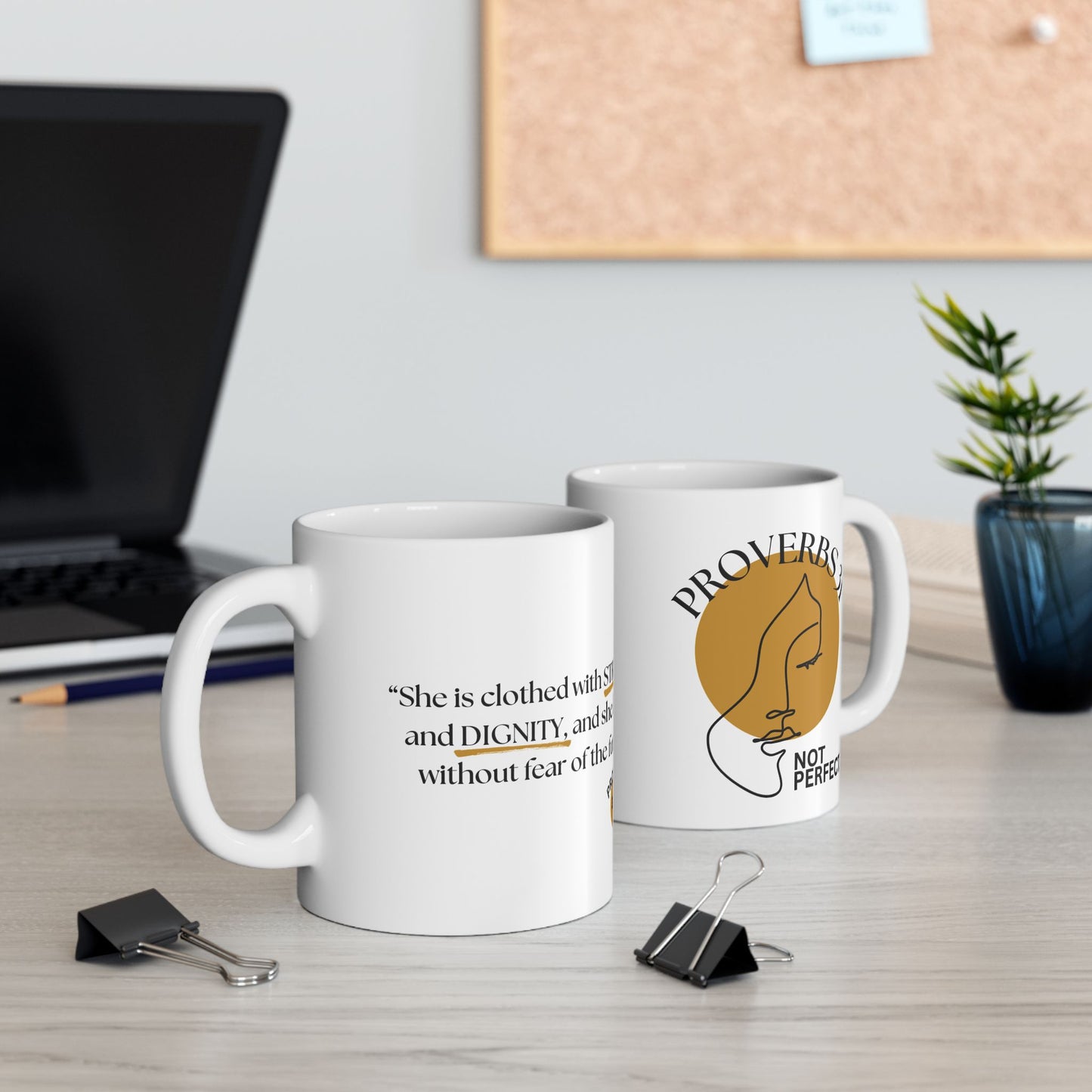 Inspirational Ceramic Mug - “Proverbs 31, Not Perfect” Scripture Quote Coffee Mug
