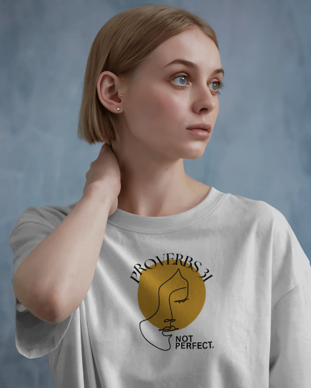 Women's Inspirational “Proverbs 31, Not Perfect” Graphic Jersey Short Sleeve Tee