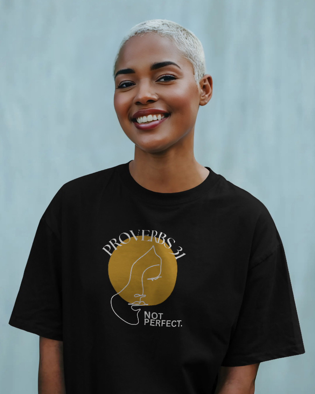 Women's Inspirational “Proverbs 31, Not Perfect” Graphic Jersey Short Sleeve Tee